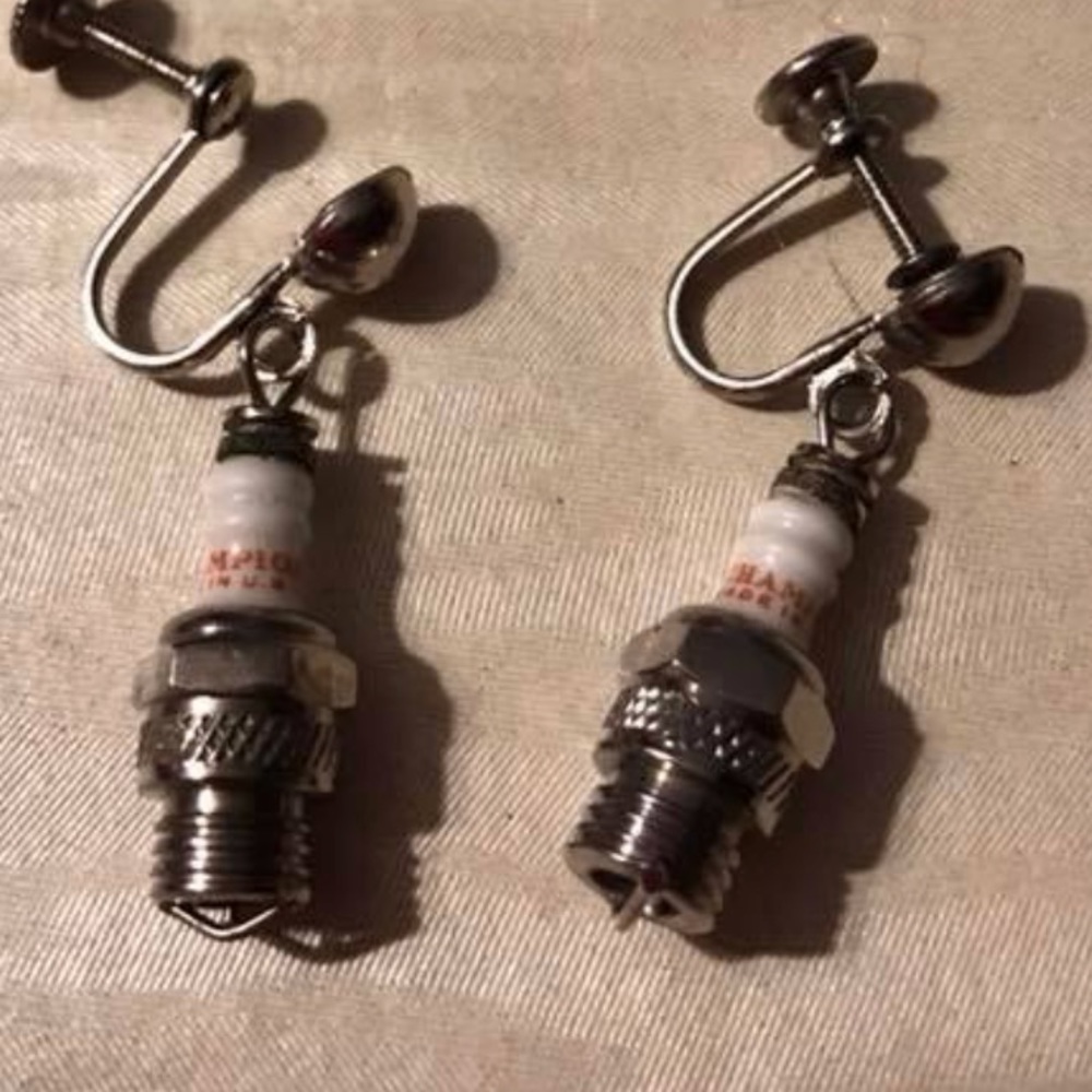 Vintage 1950 spark plug earrings